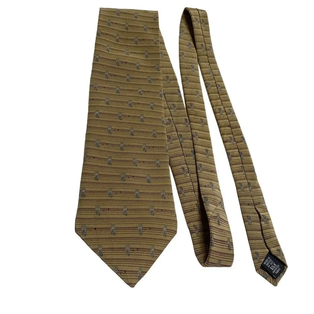 Bill Blass Tie Men's Necktie Silk Light Brown Gray Stripe Classic Office